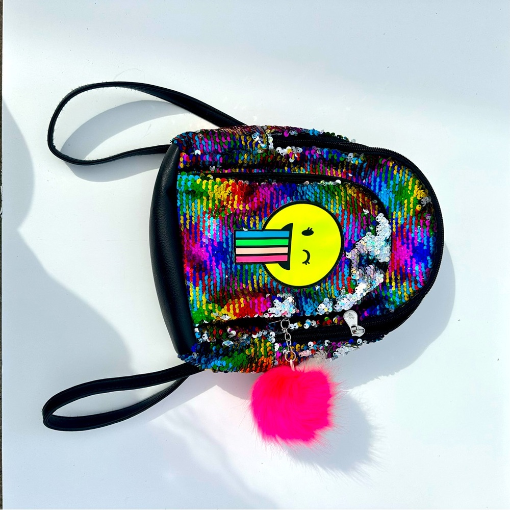 Sequin Kids Backpack with Emoji Design